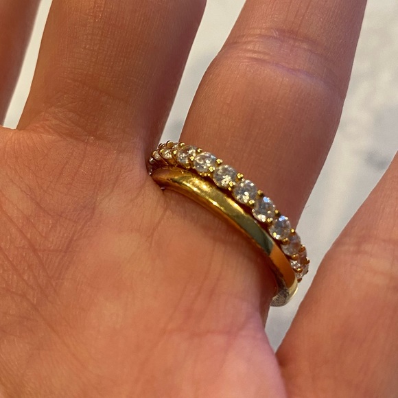 Nordstrom Set of Gold Band & Pave Rings - Picture 3 of 5